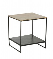 SIDE TABLE WITH SHELF BLACK AND GOLD CUBE 